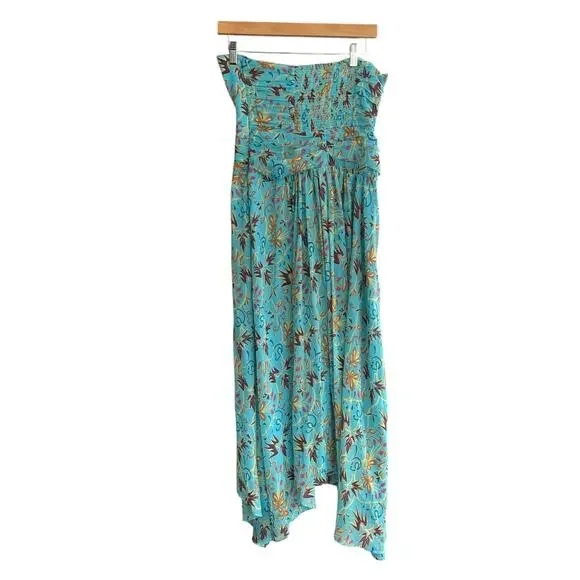 ALC Violet Strapless Halter Asymmetric‎ Dress Floral Silk Blue Size 8 NWOT - Picture 3 of 6
